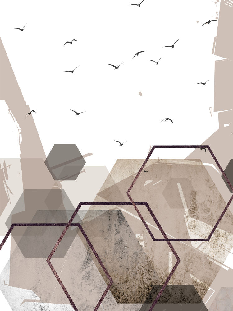 Abstract Hexagons Beige