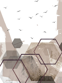 Abstract Hexagons Beige