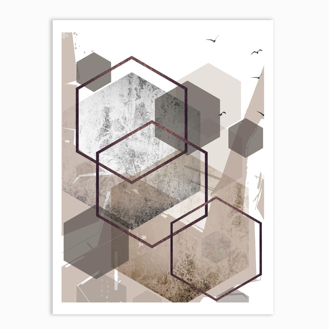Abstract Hexagons Beige Set