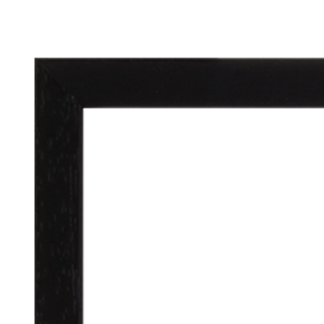 Thin black wooden frame with thick white mount