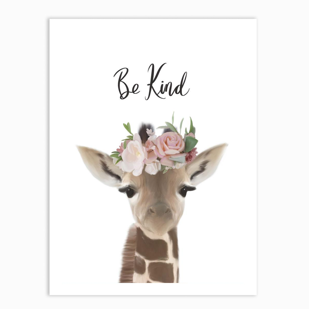 Floral Giraffe Be Kind & Floral Bunny Be Brave set