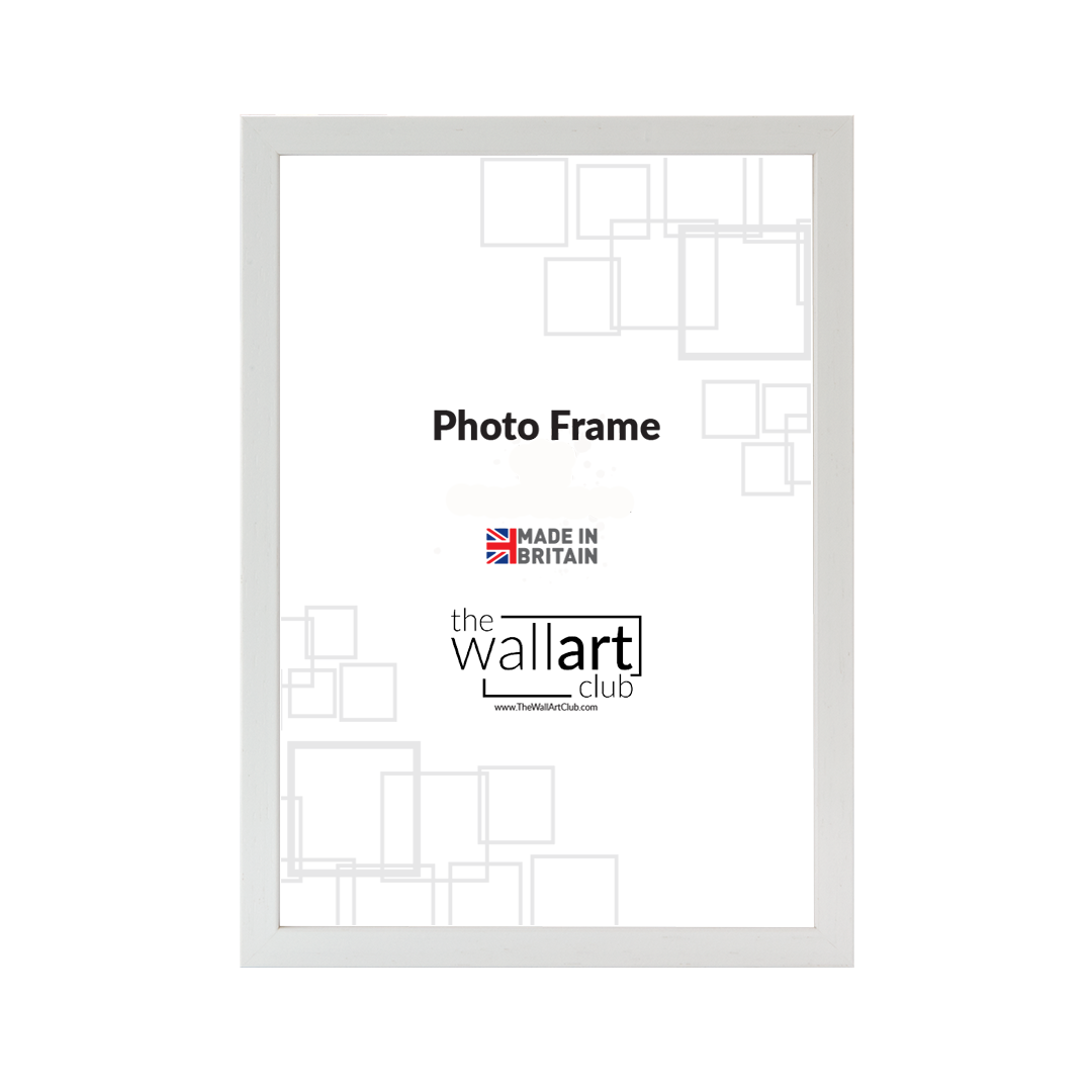 8 Piece White Wooden Picture Frame Set, 2x A2, 4 x A3 frame, 2 x A4 frames & 1 x A5 frame