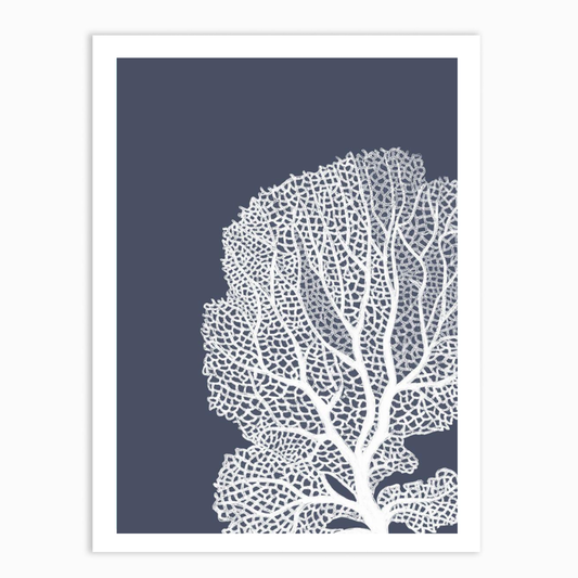Corals White on Indigo Blue b